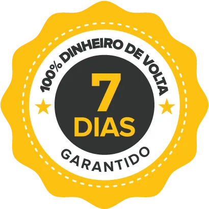 Selo de Garantia Incondicional de 7 dias ou seu dinheiro de volta - Compra segura do Curso de Barbeiro Profissional